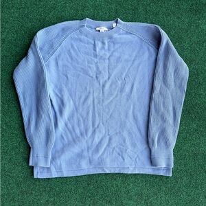 Vince Women’s Baby Blue Raglan Ribbed Crewneck And Sleeves Sweater Pullover S